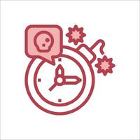 A clock with a speech bubble and a skull icon vector