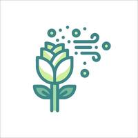 A green flower with bubbles coming out of it vector