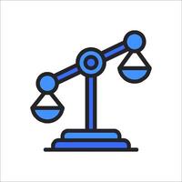 A balance scale icon with scales on top vector