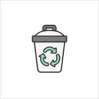 A trash can with a recycling symbol on it vector