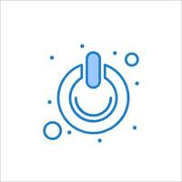 A blue icon of a power button vector