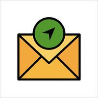 An envelope with a green arrow on top of it vector