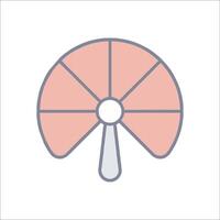 A fan icon with a handle and a blade vector