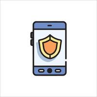 A phone with a shield on it vector