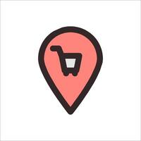 A map pin with a shopping cart icon vector