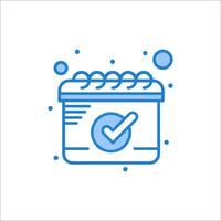 A blue icon of a box with a check mark vector