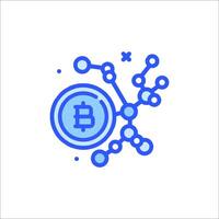 Bitcoin icon, with a circle and a line connecting it to other dots vector