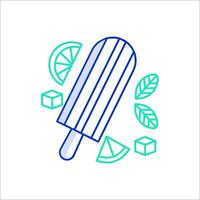 Ice cream icon with a slice of lemon and a slice of lime vector