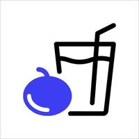 A glass of juice and an apple vector