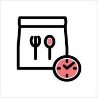 A bag with fork and spoon and a clock vector