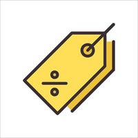 A yellow price tag with a price tag on it vector