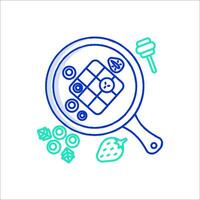 A pan with food and a spoon vector