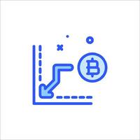 Bitcoin icon with a line drawing of a coin vector