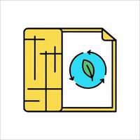 A file with a leaf on it and a green arrow vector