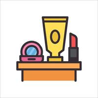 Makeup and cosmetics icon on a table vector