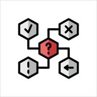 A hexagon with question mark and arrows vector