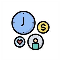 A clock, money, and a heart icon vector