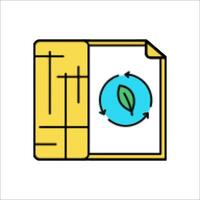 A yellow folder with a leaf on it vector