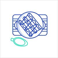 A plate with a fork and a knife on it vector
