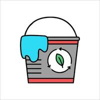 A bucket with a green leaf in it and a blue liquid vector