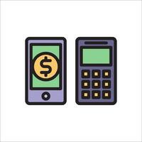 Mobile phone and calculator icon illustration vector