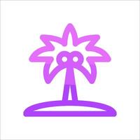 A purple icon of a palm tree on an island vector
