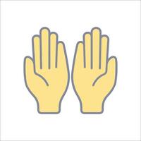 Two hands with one finger up, one finger down, and one finger up vector