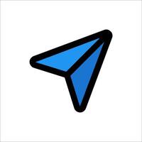 A blue paper airplane icon on a white background vector