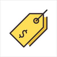 A yellow price tag with a dollar sign on it vector