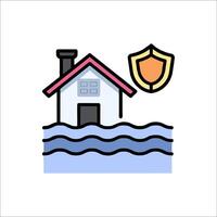 A house with a shield and a flood on the ground vector
