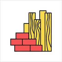 A brick wall with a pile of bricks on it vector