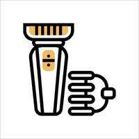 A razor and a pair of scissors are shown in a line vector