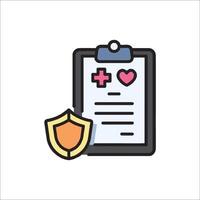 A clipboard with a heart and shield icon vector