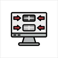 Computer monitor with two arrows pointing to it vector