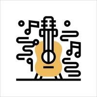 A guitar and music notes icon vector