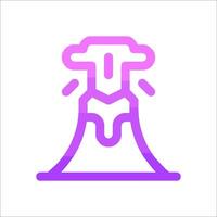 A purple and pink icon of a volcano vector