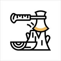 An axe is being used to cut wood vector