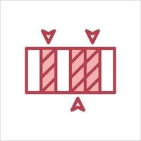 A red and white icon of a battery vector