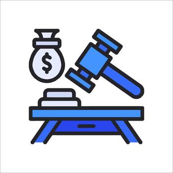 A judge's gavel and money on a table vector