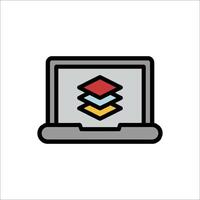 A laptop with a stack of books on it vector