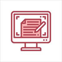 A computer monitor with a pen and paper icon vector