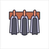 Three pairs of pants hanging on a rack vector
