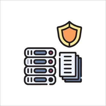 A server with a shield and a file vector