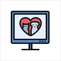 A computer screen with a cat and a heart vector