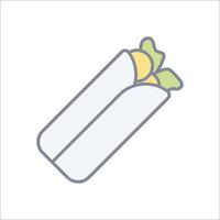 A line icon of a wrap with lettuce and cheese vector