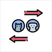 Two people are facing each other with a cat and dog in the middle vector
