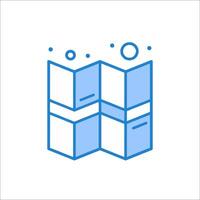 A blue icon of a cube with a circle around it vector