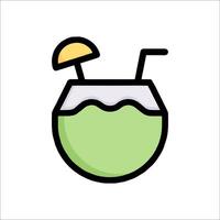 A green drink with a straw and umbrella icon vector