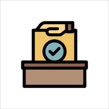 A box with a check mark on it and a bag of milk vector