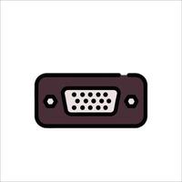 A computer monitor with a vga port icon vector